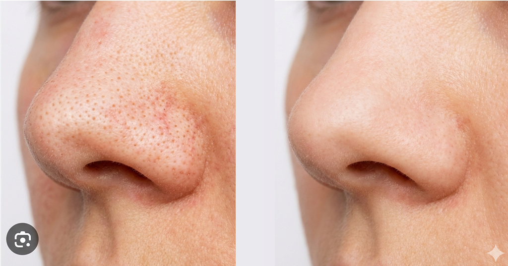 mujer con puntos negros en nariz