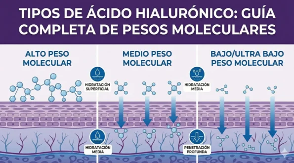 La imagen hace referencia a los tipos de acido hialurónico